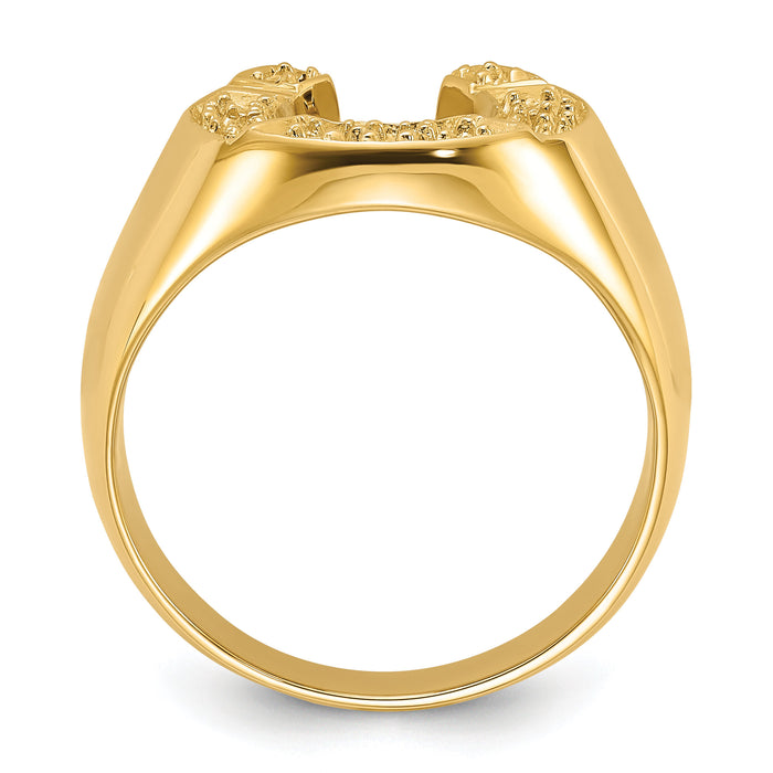 14k Polished Mens Diamond Horseshoe Ring Mounting-Y1566