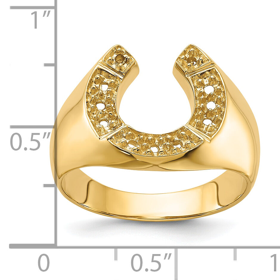 14k Polished Mens Diamond Horseshoe Ring Mounting-Y1566