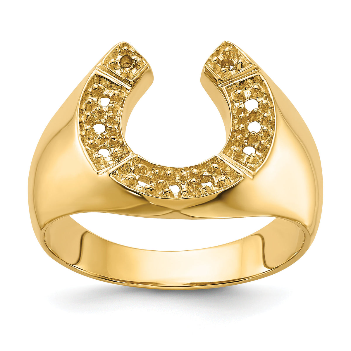 14k Polished Mens Diamond Horseshoe Ring Mounting-Y1566