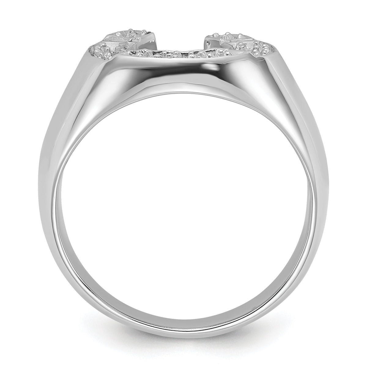 14k White Gold Polished Mens Diamond Horseshoe Ring Mounting-Y1567