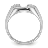 14k White Gold Polished Mens Diamond Horseshoe Ring Mounting-Y1567