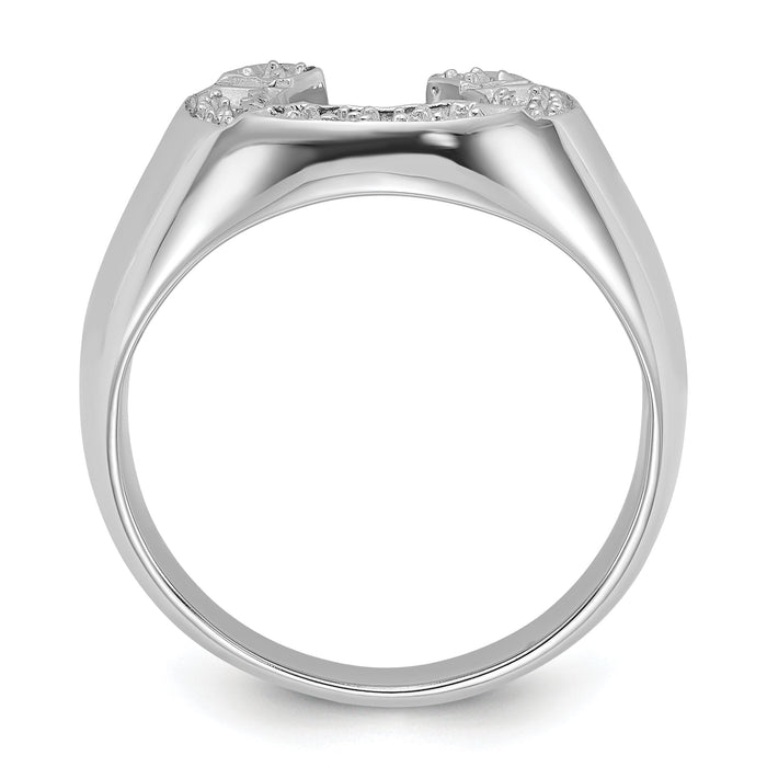 14k White Gold Polished Mens Diamond Horseshoe Ring Mounting-Y1567