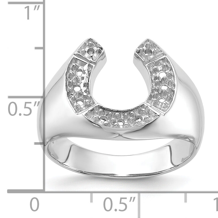14k White Gold Polished Mens Diamond Horseshoe Ring Mounting-Y1567