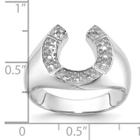14k White Gold Polished Mens Diamond Horseshoe Ring Mounting-Y1567