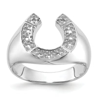 14k White Gold Polished Mens Diamond Horseshoe Ring Mounting-Y1567