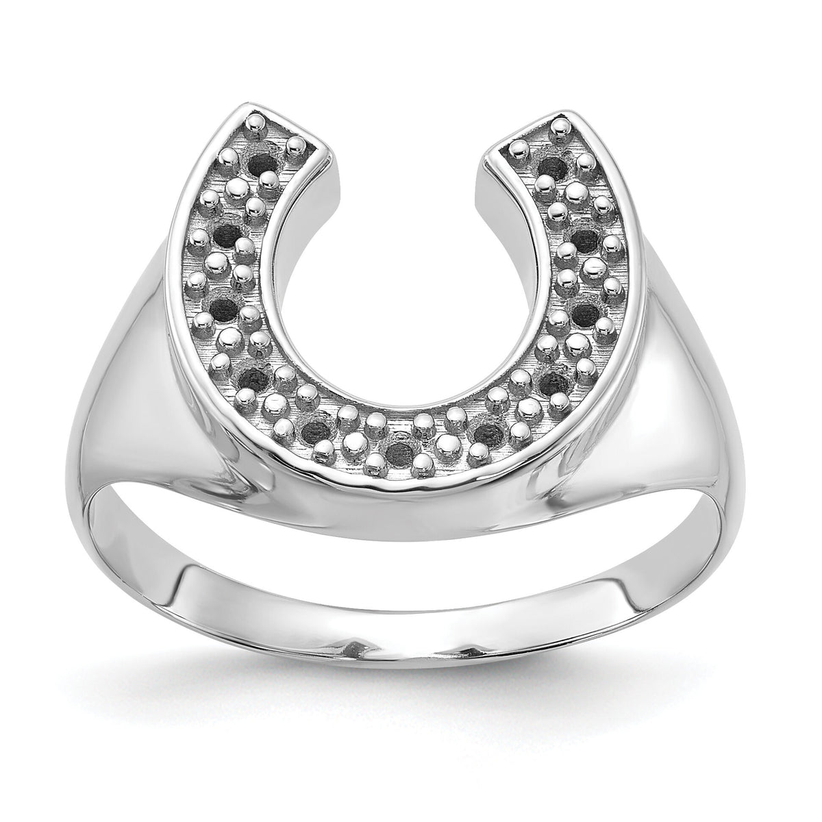 14k White Gold Polished Mens Diamond Ring Mounting-Y1568
