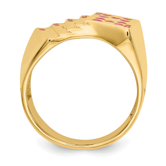 14k Enameled Royal Flush in Hearts Mens Ring-Y1569