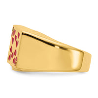 14k Enameled Royal Flush in Hearts Mens Ring-Y1569