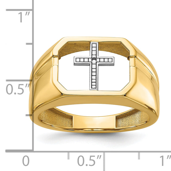 14k Men's Cross Ring Mounting-Y1572