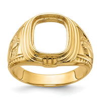 14k Men's Polished and Textured Masonic Ring Mounting-Y1577