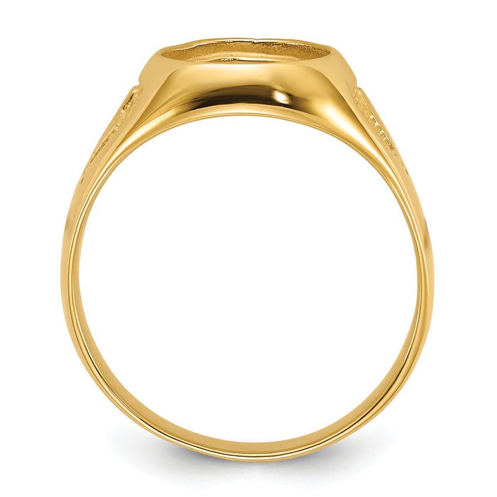 14k Men's Polished and Textured Masonic Ring Mounting-Y1581