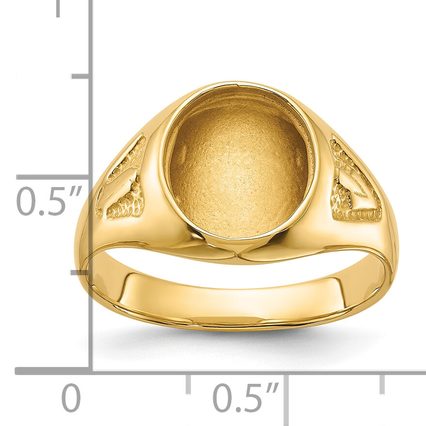 14k Men's Polished and Textured Masonic Ring Mounting-Y1581