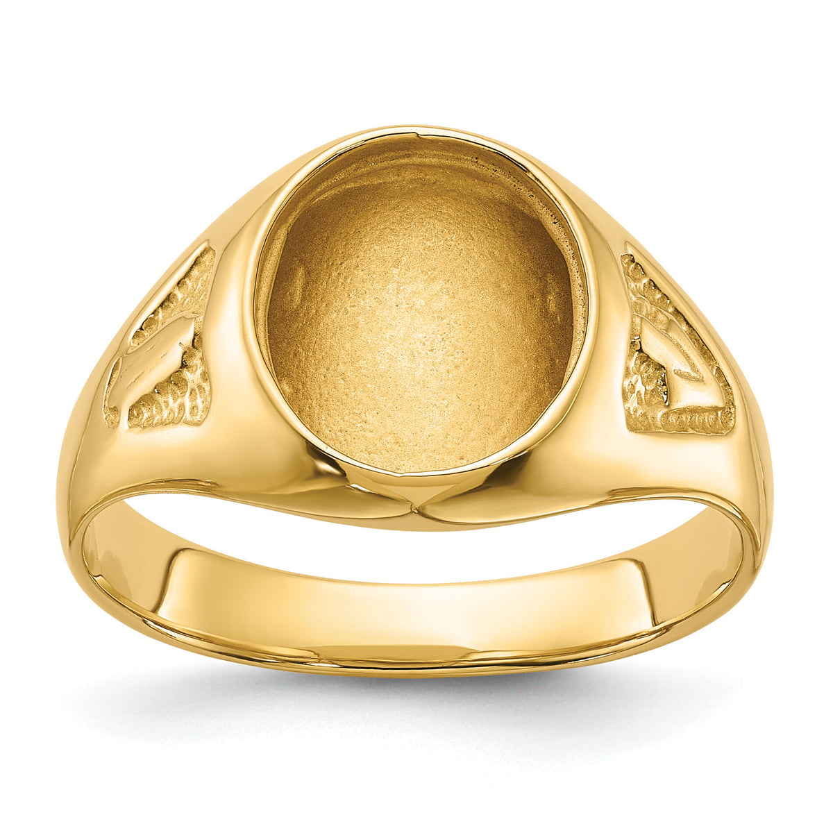 14k Men's Polished and Textured Masonic Ring Mounting-Y1581