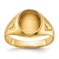 14k Men's Polished and Textured Masonic Ring Mounting-Y1581