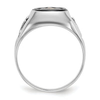 14kw Men's Polished & Textured w/ Black Enamel & Onyx Masonic Ring-Y1582M