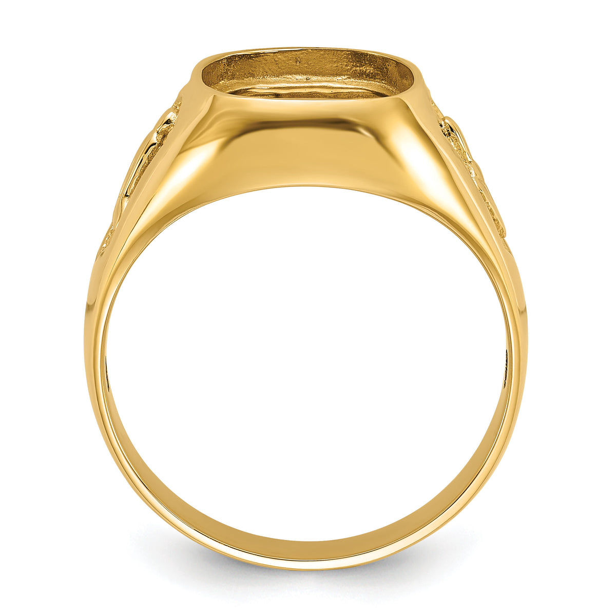 14k Men's Polished and Textured Masonic Ring Mounting-Y1583