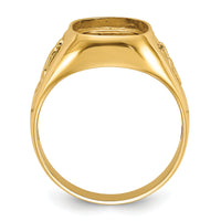 14k Men's Polished and Textured Masonic Ring Mounting-Y1583