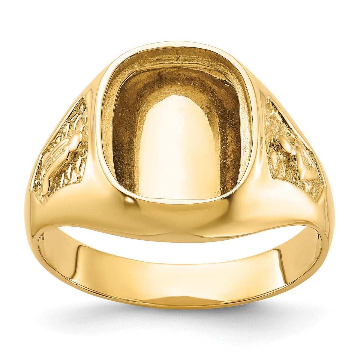 14k Men's Polished and Textured Masonic Ring Mounting-Y1583