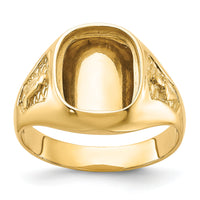 14k Men's Polished and Textured Masonic Ring Mounting-Y1583