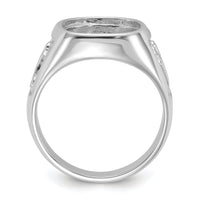 14k White Gold Men's Polished and Textured Masonic Ring Mounting-Y1584