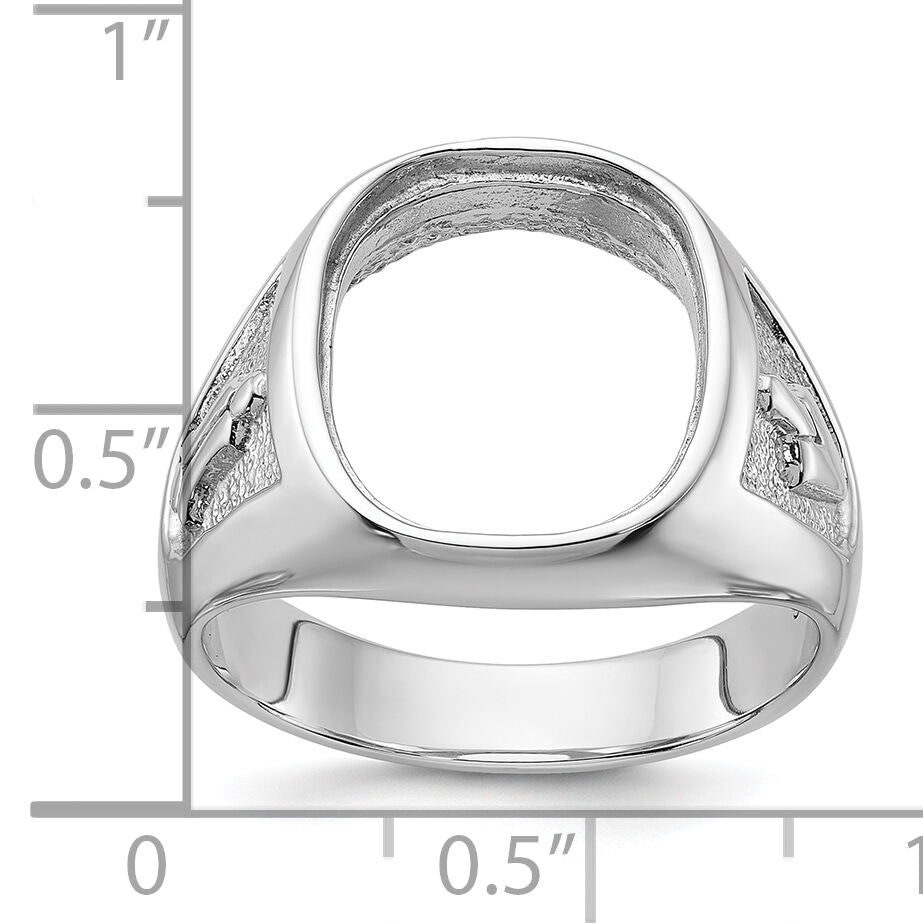 14k White Gold Men's Polished and Textured Masonic Ring Mounting-Y1584