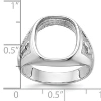14k White Gold Men's Polished and Textured Masonic Ring Mounting-Y1584