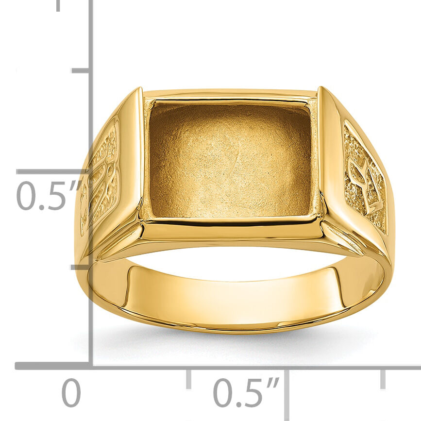 14k Men's Polished and Textured Masonic Ring Mounting-Y1586