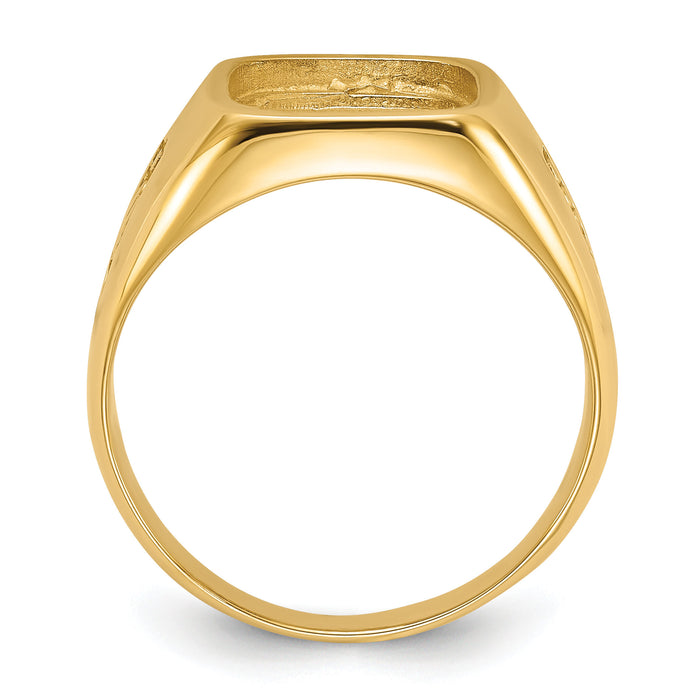 14k Men's Polished and Textured Masonic Ring Mounting-Y1588