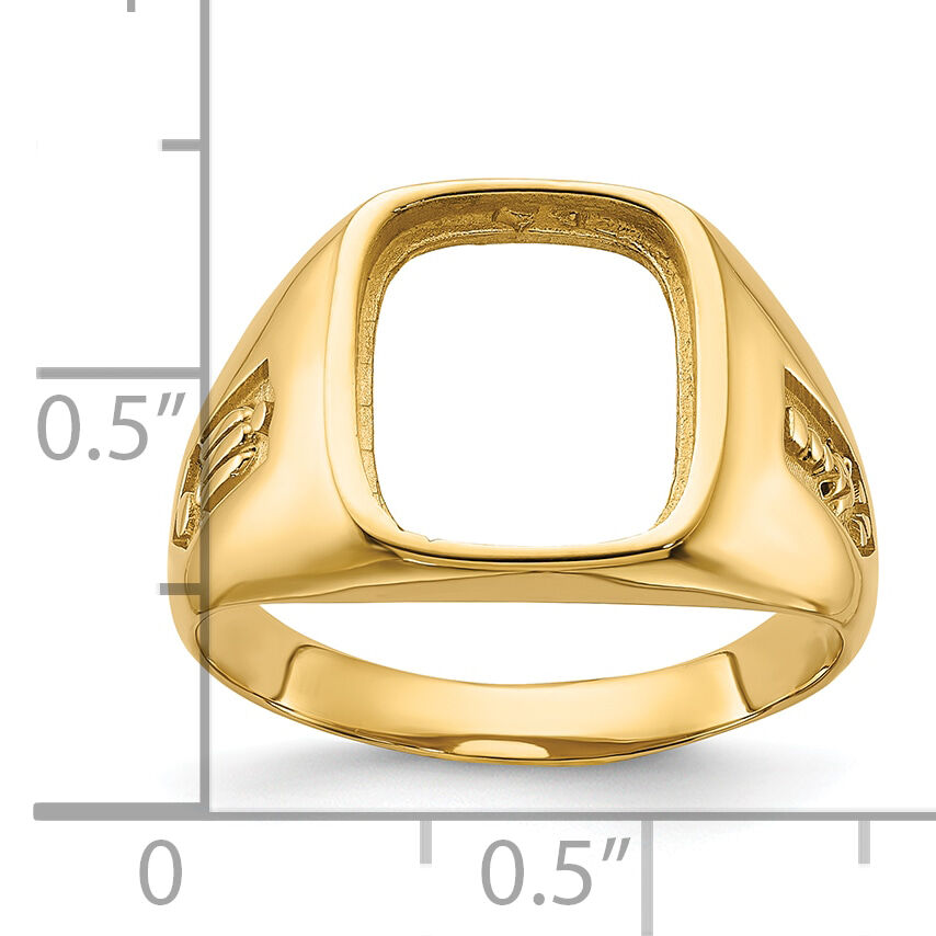 14k Men's Polished and Textured Masonic Ring Mounting-Y1588