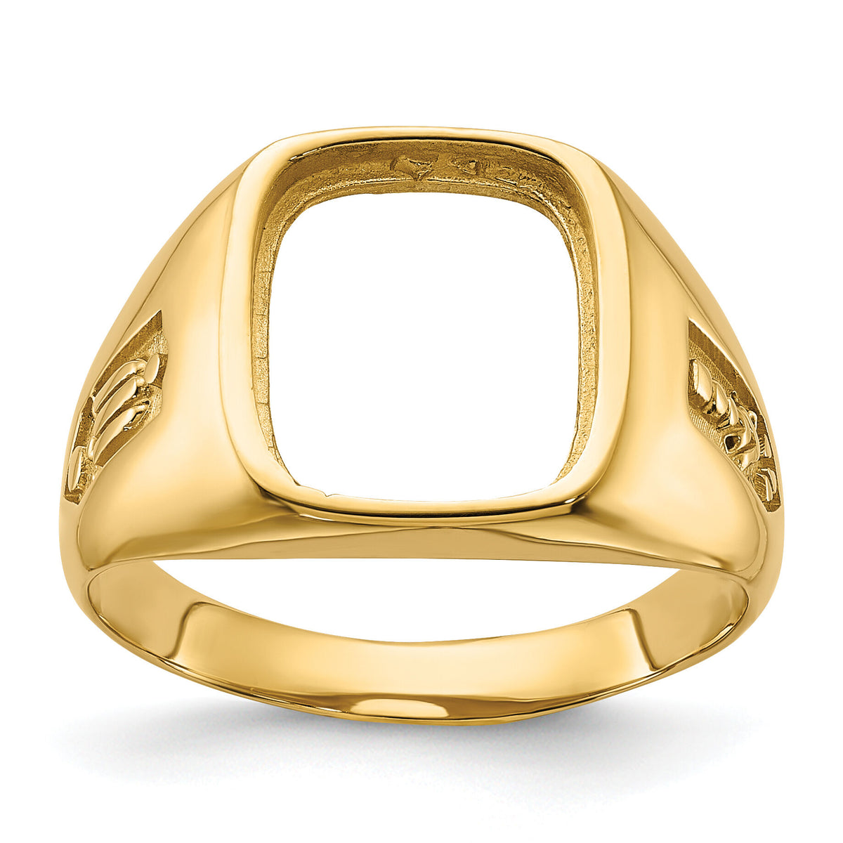14k Men's Polished and Textured Masonic Ring Mounting-Y1588