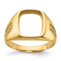 14k Men's Polished and Textured Masonic Ring Mounting-Y1588