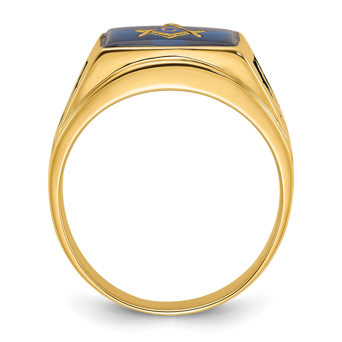14k Men's Polished and Textured Masonic Ring Mounting-Y1590