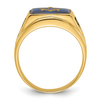 14k Men's Polished and Textured Masonic Ring Mounting-Y1590