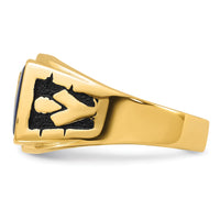 14k Men's Polished and Textured Masonic Ring Mounting-Y1590