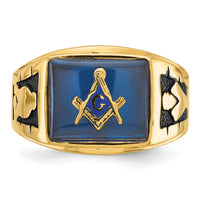 14k Men's Polished and Textured Masonic Ring Mounting-Y1590