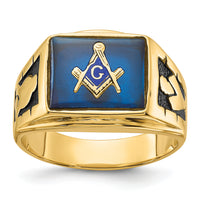 14k Men's Polished and Textured Masonic Ring Mounting-Y1590