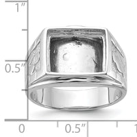 14k White Gold Men's Polished and Textured Masonic Ring Mounting-Y1591