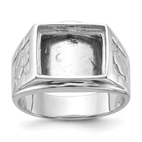 14k White Gold Men's Polished and Textured Masonic Ring Mounting-Y1591