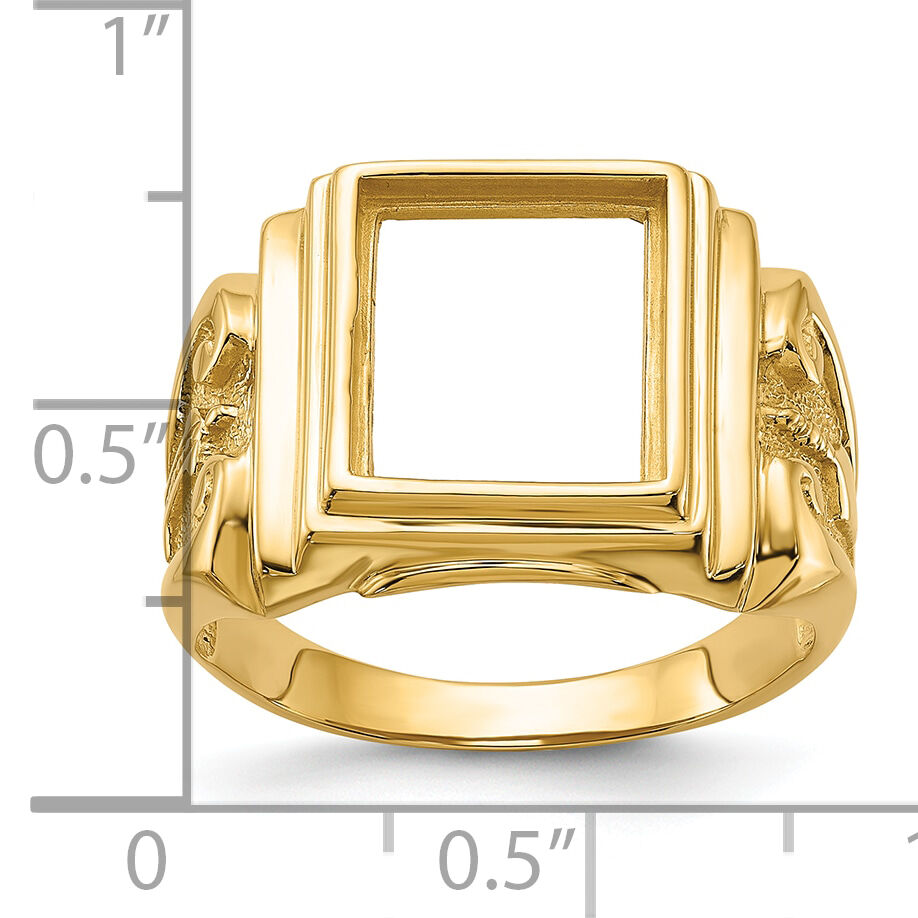 14k Men's Polished and Textured Masonic Ring Mounting-Y1593
