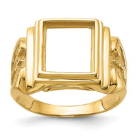 14k Men's Polished and Textured Masonic Ring Mounting-Y1593