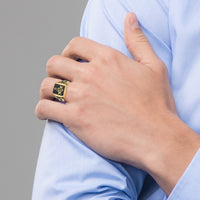 14k Men's Polished and Textured (No Enamel) Masonic Ring-Y1594