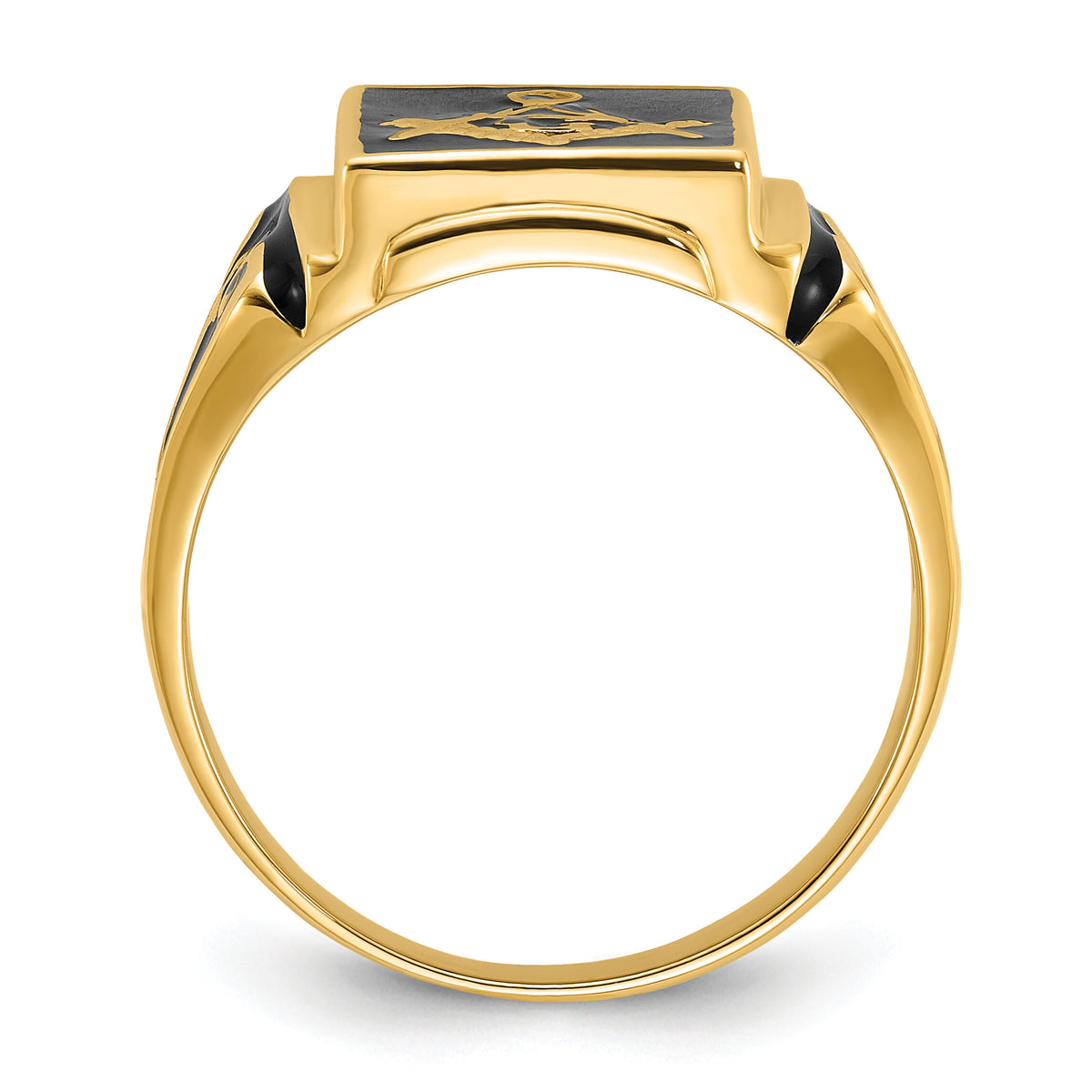 14k Men's Polished and Textured (No Enamel) Masonic Ring-Y1594