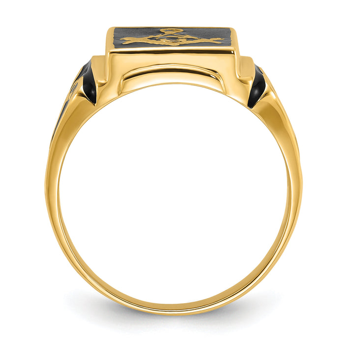 14k Men's Polished and Textured (No Enamel) Masonic Ring-Y1594