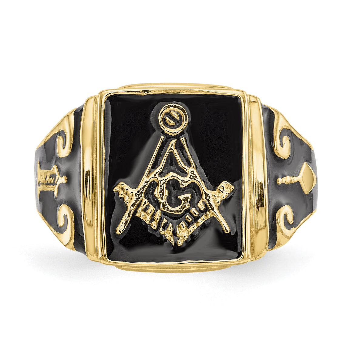 14k Men's Polished and Textured (No Enamel) Masonic Ring-Y1594