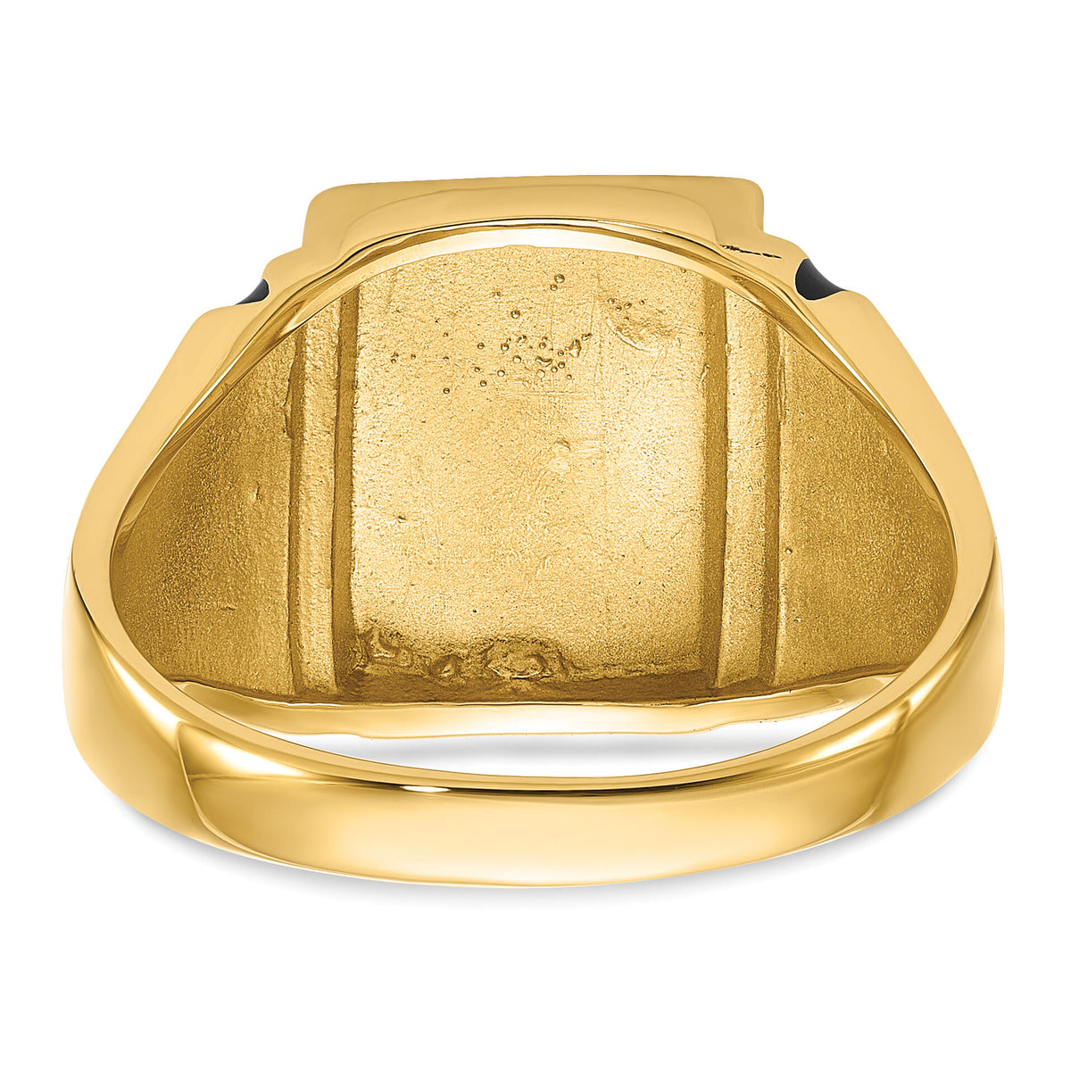 14k Men's Polished and Textured with Black Enamel Masonic Ring-Y1594M