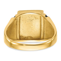 14k Men's Polished and Textured with Black Enamel Masonic Ring-Y1594M