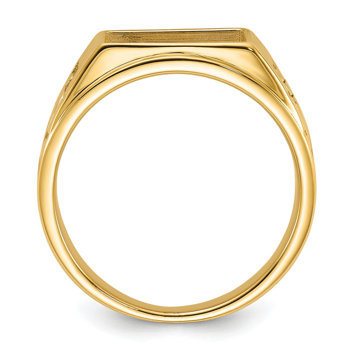 14k Men's Polished and Textured Masonic Ring Mounting-Y1595
