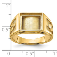 14k Men's Polished and Textured Masonic Ring Mounting-Y1595