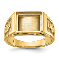 14k Men's Polished and Textured Masonic Ring Mounting-Y1595