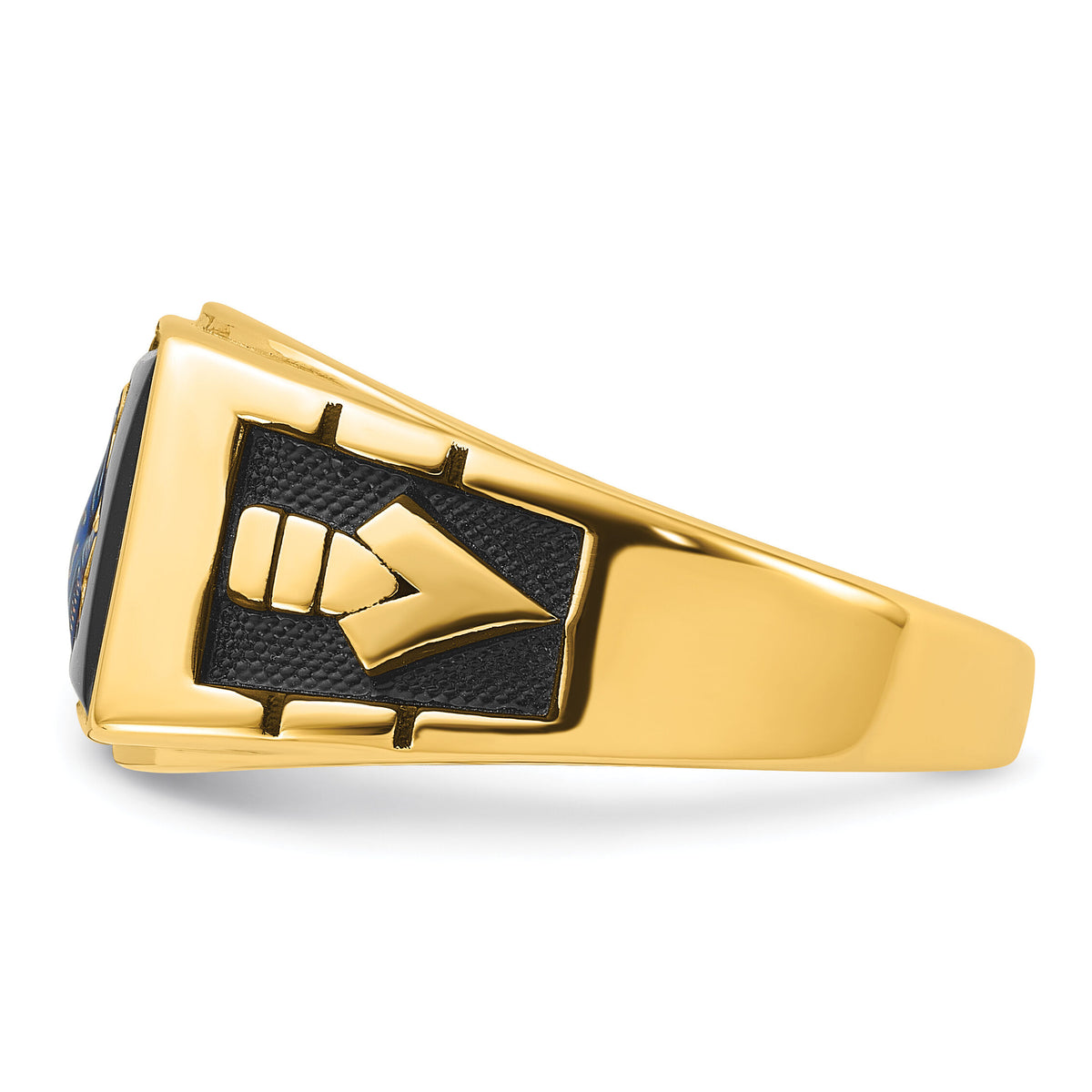 14k Men's Textured w/ Black Enamel & Onyx Masonic Ring-Y1595M